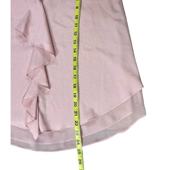 Tahari ASL Women's Top Blouse Pink Small Ruffle V Neck Sleeveless - Picture 7 of 7